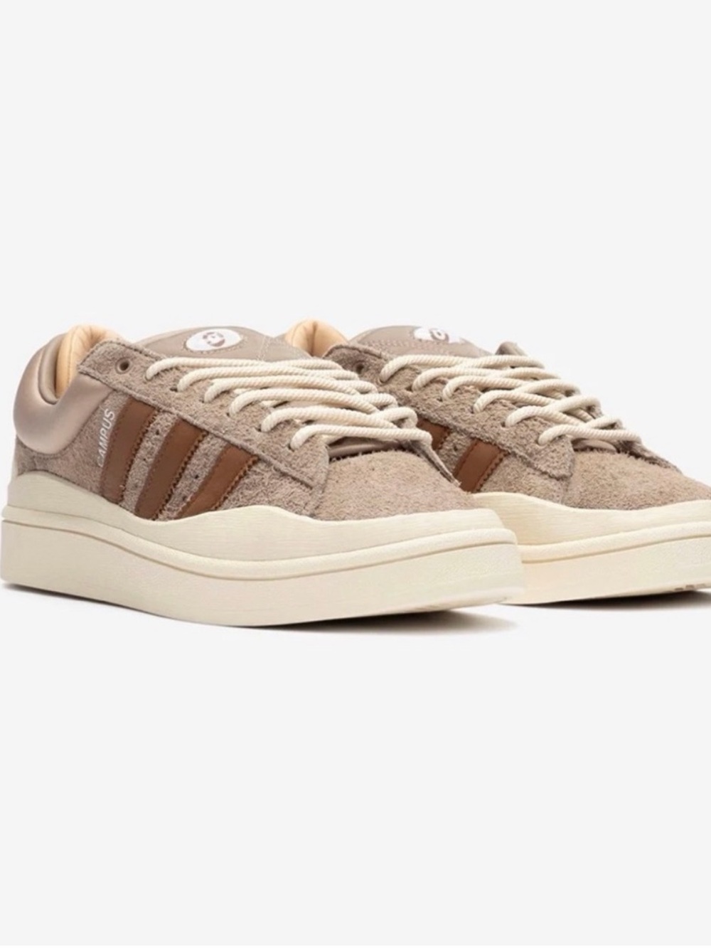 Adidas x Bad Bunny Campus 9.5US tan leather combo cream used clean